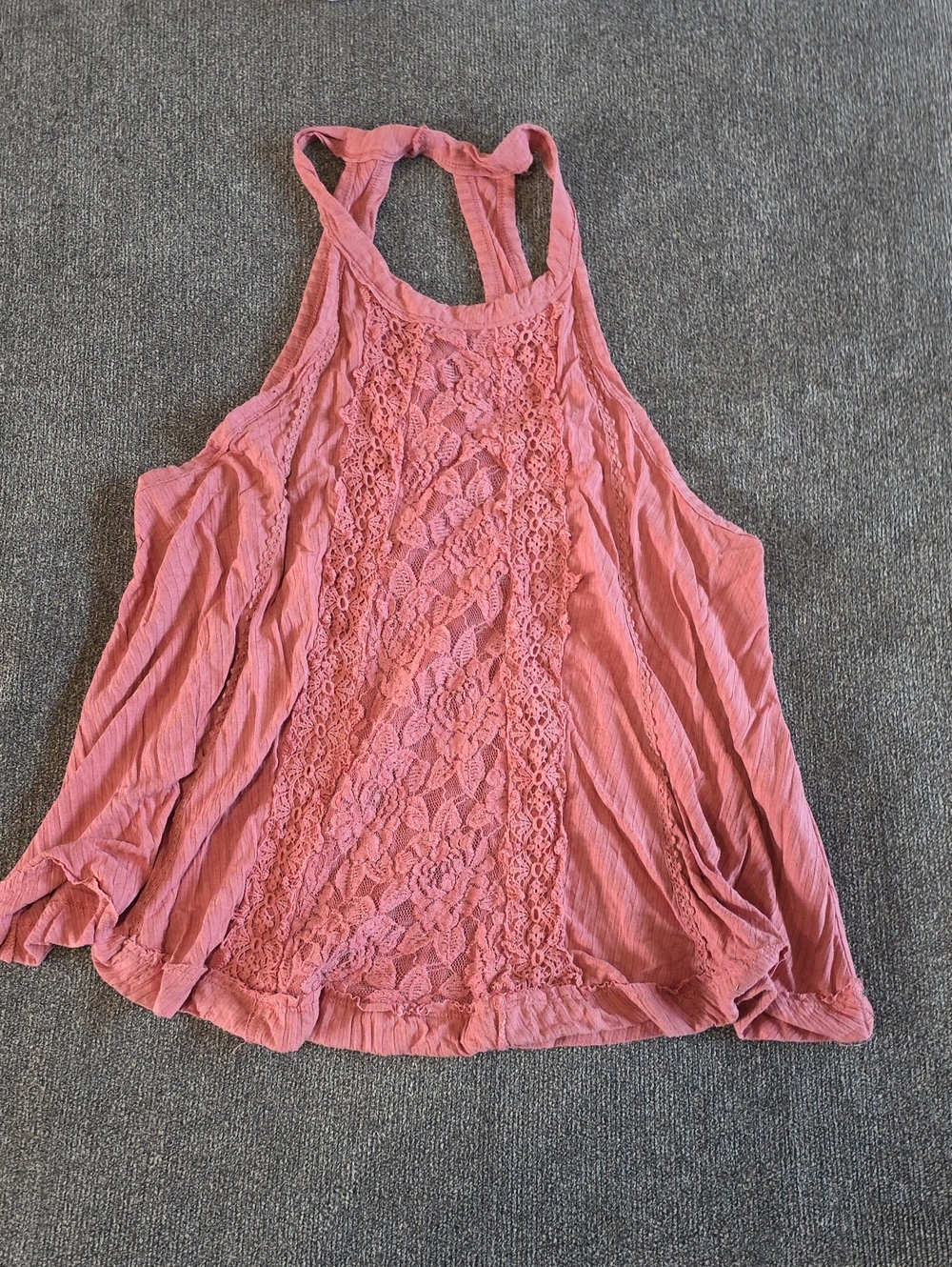 Taylor And Sage Women’s Pink Coral Lace-Front Tank Top
